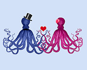Mrs and Mr Octopus Mixed Media by Madame Memento