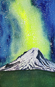 Mt Hood Northern Lights Painting by Lisa Neuman Mt Hood Northern Lights Painting by Lisa Neuman