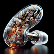 Music Earbuds Digital Art by Deb Beausoleil