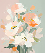 Muted Floral Melody - Pastel Colors Painting by Lourry Legarde