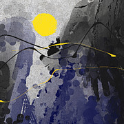 Mystery of Creation - Indigo and Black Art Painting by Lourry Legarde
