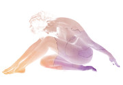 Naked Woman Yoga Stretch Body Art Mixed Media by Mounir Khalfouf