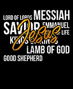 Names Of Jesus Christian Religious Church Print Drawing by Noirty Designs