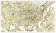 Nashville Chattanooga and St Louis Railway Vintage Map 1889  Drawing by Carol Japp