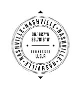 Nashville, Tennessee, USA - 1 - City Coordinates Typography Print - Classic, Minimal Digital Art by Studio Grafiikka