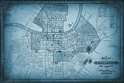 Nashville Tennessee Vintage Map 1877 Blue Drawing by Carol Japp