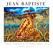 Nassau Grouper with Staghorn coral Poster Painting by Daniel Jean-Baptiste