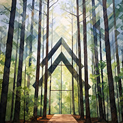 Nature's Geometry - Green Modern Art Painting by Lourry Legarde