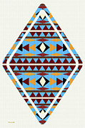 Navajo Blue Pattern Art Mixed Media by Christina Rollo