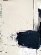 Navy and Cream Modern Abstract Art Painting by Lourry Legarde