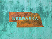 Nebraska Rust on Teal Mixed Media by Elisabeth Lucas