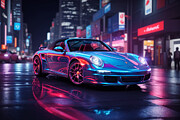 Neon Nights Porsche D Digital Art by Marc Etherington