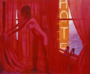 Neon Nude Painting by Blue Sky
