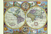 New and Accurate Map of the World a Stereographic Projection Drawing by John Speed