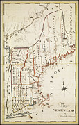 New England Antique Map 1830 Drawing by Carol Japp