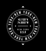 New York, New York, USA - 2 - City Coordinates Typography Print - Classic, Minimal Digital Art by Studio Grafiikka