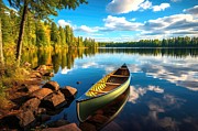 Nice View Of Canoe On Minnesota Lake Digital Art by Simone Edward Artwork