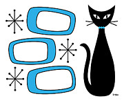 No Background Cat with Oblongs Blue Digital Art by Donna Mibus