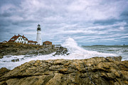 Nor'easter, Portland Head Light.  Photograph by Jeff Sinon