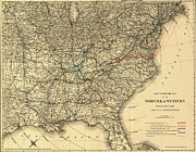 Norfolk and Western Railroad 1887 Drawing by Vintage Railroad Maps