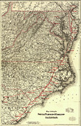 Norfolk Wilmington and Charleston Railroad 1891 Drawing by Vintage Railroad Maps