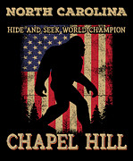 North Carolina Chapel Hill Bigfoot USA Flag Sasquatch lovers Digital Art by Elsayed Atta