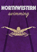 Northwestern University College Swimming Sports Vintage Poster Mixed Media by Design Turnpike
