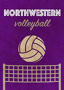 Northwestern University Volleyball Team Vintage Sports Poster Mixed Media by Design Turnpike