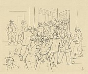 Ohne Titel Passanten around  Drawing by Karl Wiener Austrian