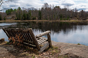 Old Bench Overlooking a Lake in Ontario Photograph by John Twynam Old Bench Overlooking a Lake in Ontario Photograph by John Twynam