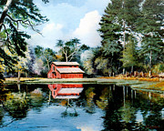 Old Red Barn Painting by Randy Welborn
