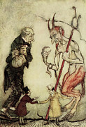 Old Scratch from Christmas Carol 1915 Drawing by Arthur Rackham