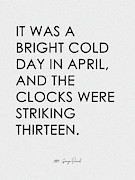 Opening Lines - 1984 by George Orwell Digital Art by Ink Well