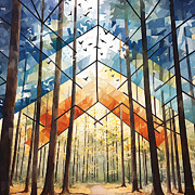 Orange and Blue Haven - Organic Art Painting by Lourry Legarde Orange and Blue Haven - Organic Art Painting by Lourry Legarde