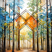 Orange Center -  Abstract Geometric Art Painting by Lourry Legarde