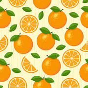 Orange fruit vector seamless pattern. Drawing by Paci77