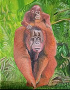 Orangutans Painting by Jose Soto