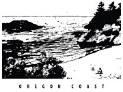 Oregon Coast in Black and White Digital Art by Long Shot