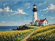 Oregon Pacific Coast Highway Lighthouse Ai Art by AI Digital