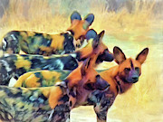 Painted Dogs Painting by Joel Smith Painted Dogs Painting by Joel Smith
