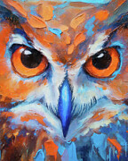 Painted Owl Portrait Painting by Dan Sproul