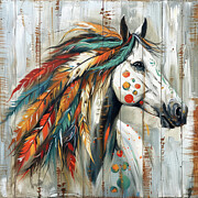 Painted White Stallion Painting by Tina LeCour Painted White Stallion Painting by Tina LeCour