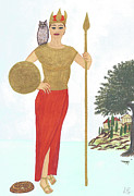 Pallas Athene Warrior Queen Painting by Linda Gemmill