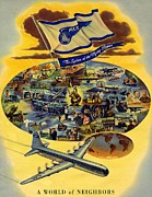 Pan American Airlines - A World of Neighbors - 1946 Tapestry - Textile by Vintage Map