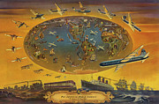 Pan American World Airways - The Progress of Transportation - 1946  Digital Art by Vintage Map