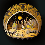 Papercut Winter Scene Ornament Mixed Media by Jay Schankman