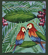 Parrot friends Painting by Follow Themoonart