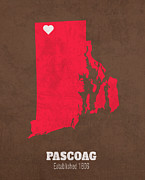 Pascoag Rhode Island City Map Founded 1806 Brown University Color Palette Mixed Media by Design Turnpike