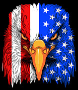 Patriotic Bald Eagle Head with USA Flag Digital Art by Mister Tee