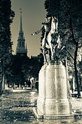 Paul Revere Statue Along The Freedom Trail - Boston Massachusetts - Sepia Edition Photograph by Gregory Ballos